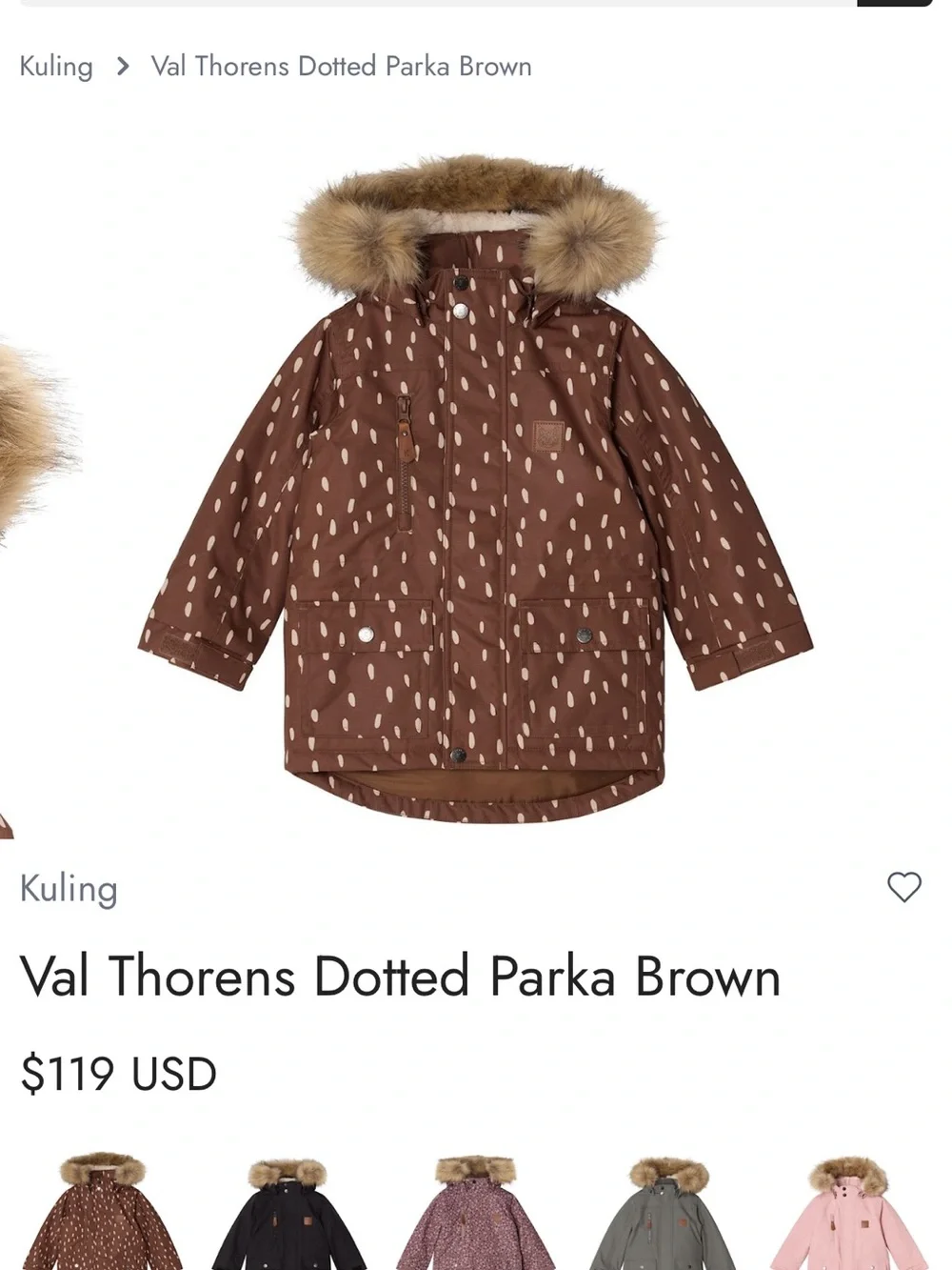 Kuling Brown Coat with White Dot Accents